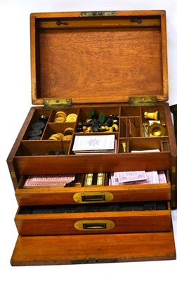 Lot 161 - A 19th Century Mahogany Cased Games Compendium, with compartmentalised top section over two covered
