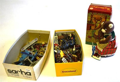 Lot 178 - A Collection of Mixed Toys, including a boxed Cragstan battery powered Busy Housekeeper toy,...