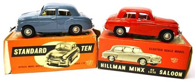 Lot 179 - Two Boxed V-Model Electric Plastic Scale Model Cars - Standard Ten and Hillman Minx Saloon