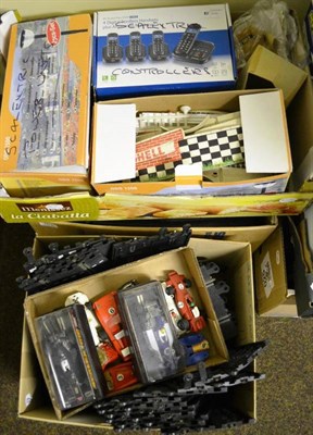 Lot 183 - A Collection of Scalextric, including boxed Lotus 77 and March Ford racing cars, nine unboxed cars