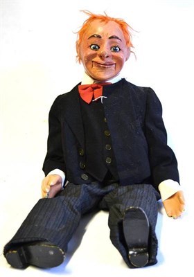 Lot 184 - A 1920's Ventriloquist's Dummy, with papier-mache head hands and feet, moving glass eyes,...