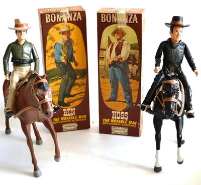 Lot 186 - Two Boxed Palitoy Plastic Bonanza Figures - Hoss and Ben, together with two unboxed figures and two