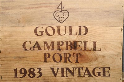 Lot 1264 - Vintage Port: Gould Campbell, 1983, twelve bottles, in unopened case  Subject to VAT