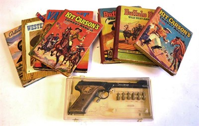 Lot 200 - A Johnny Eagle 'Magumba' Plastic Toy Pistol by Topper, with six original bullets, in original...