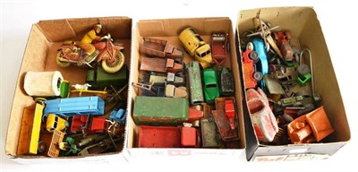 Lot 206 - A Collection of Playworn Toys, including clockwork tinplate motorcycle with rider, Dinky and...