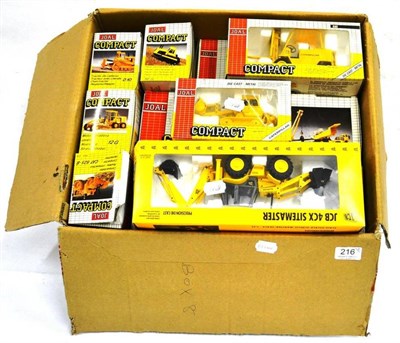 Lot 216 - Seventeen Boxed Joal Compact Diecast Models of Earth Moving Equipment, together with two JCB models