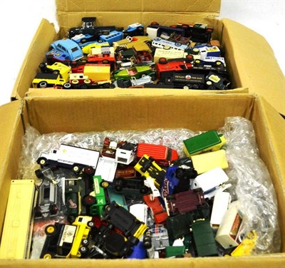 Lot 227 - A Collection of Unboxed Diecast Vehicles, including Lledo, Days Gone, Matchbox etc., in two boxes