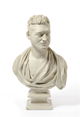 Lot 1268 - A Cast Plaster Pedestal Bust of a Gentleman, 19th century, as a Roman senator, turning to sinister