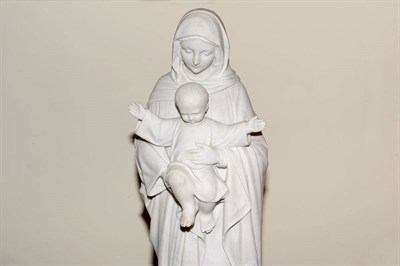 Lot 1269 - Italian School, early 20th century: Carrara Marble Carved Figure of the Madonna and Child, the...