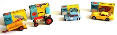 Lot 249 - Four Boxed Corgi Vehicles - Aston Martin D.B.4 No.218, with yellow body, Morris Mini Minor...