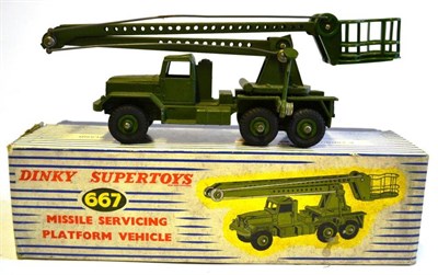 Lot 262 - A Boxed Dinky Supertoys Missile Servicing Platform Vehicle No.667, in blue striped box