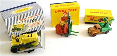 Lot 268 - Three Boxed Dinky Commercial Vehicles:- Blaw Knox Bulldozer No.961, with yellow body, grey...