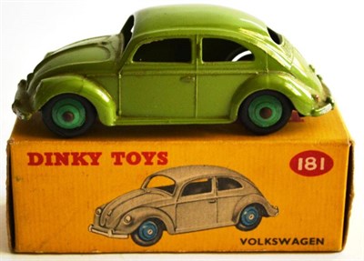 Lot 286 - A Boxed Dinky Volkswagen Beetle No.181, with lime green body and mid green hubs (v good)