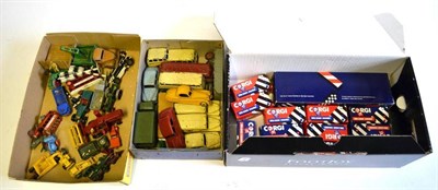 Lot 291 - A Collection of Playworn Diecast Vehicles, including Dinky cars, commercial and buses, Matchbox...