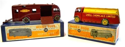 Lot 292 - Two Boxed Dinky Commercial Vehicles:- Horse Box No.581, with maroon body, British Railway...