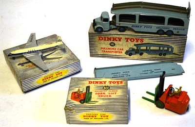 Lot 294 - Three Boxed Dinky Vehicles:- Pullmore Car Transporter No.582; D.H.Comet Airliner No.702; Fork...