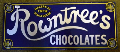 Lot 300 - A Rowntree's Elect Cocoa Enamel Advertising Sign, with white and yellow lettering on a blue...