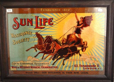 Lot 304 - A Sun Life Assurance Society Pictorial Advertising Sign, featuring a horse drawn chariot with...