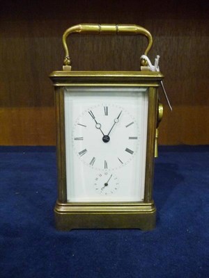 Lot 1280 - A Brass Carriage Alarm Timepiece, retailed by Leroy & Fils Palais Royal 13 & 15 Paris, stamped...