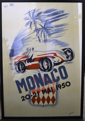 Lot 333 - A Lithographed Monaco 20-21 May 1950 Advertising Poster After B.Minne, in an ebonised frame,...