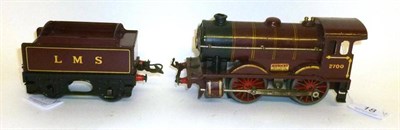 Lot 18 - A Hornby 'O' Gauge Electric 0-4-0 Locomotive and Tender No.2700, in gilt lined LMS maroon...