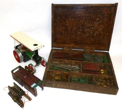 Lot 43 - A Boxed Mamod Steam Tractor, in green and black, with accessories, inner card packing pieces,...