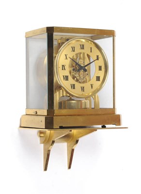 Lot 1288 - A Swiss Gilt Brass Atmos Clock, signed Jaeger LeCoultre, circa 1970, the gilt brass case with...