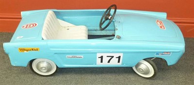 Lot 49 - A Tinplate Pedal Car, with light blue paintwork, white seats, 'Rallye Monte-Carlo' decals, numbered