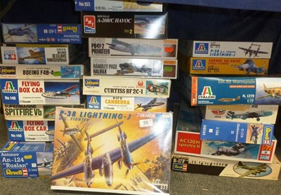 Lot 55 - Twenty Five Large Boxed Plastic Model Kits of Aircraft, makers include, Italeri, Revell,...