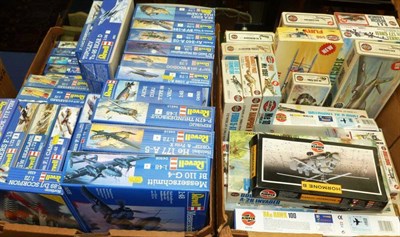 Lot 65 - Fifty Seven Boxed Plastic Model Kits of Military Aircraft, by Revell and Airfix, in two boxes