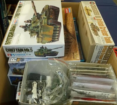 Lot 81 - Thirteen Boxed Plastic Model Kits of Military Vehicles, makers include Academy, Tamiya,...