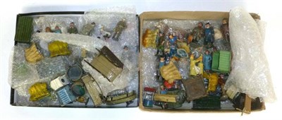 Lot 84 - A Collection of Britains and Hills Lead Farming and Civilian Figures, with accessories, in two...