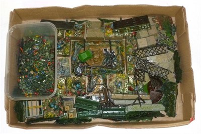 Lot 103 - A Collection of Britains Lead Garden Accessories, including rockery, trellis, shrubs, flowers,...