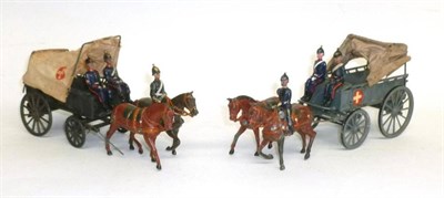 Lot 108 - Two Britains Lead Medical Corps Wagons, with canvas canopies