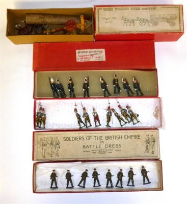 Lot 113 - Three Sets of Britains Lead Figures - Danish Guards, papal Guards and Soldiers in Battle Dress;...