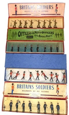 Lot 115 - Four Boxed Sets of Britains Lead Figures - RAF Regiment, Kings African Rifles No.9162, Officer...