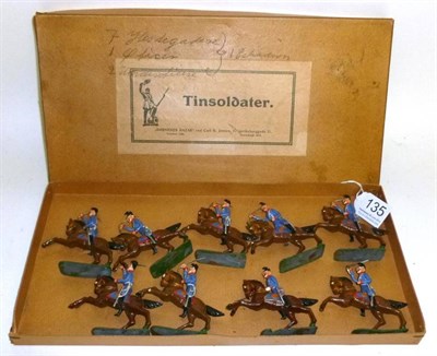 Lot 135 - A Boxed Set of Tinsoldater Lead Danish Cavalry Figures, comprising nine mounted figures, in...