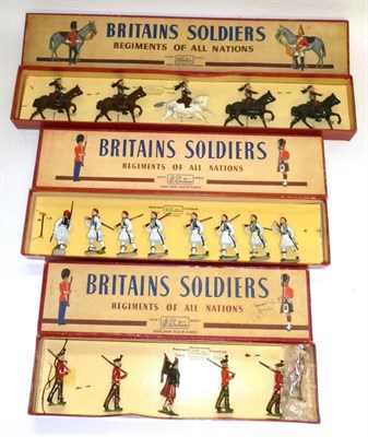 Lot 143 - Three Boxed Sets of Britains Hollowcast Lead Figures - Cuirassiers No.138, The Evzones No.196...