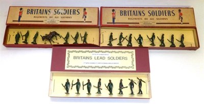 Lot 144 - Three Boxed Sets of Britains Hollowcast Lead Indian Soldiers - Indian Army Service Corp with Donkey