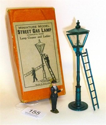 Lot 155 - A Boxed Johillco Lead Street Gas Lamp Set, with lamp cleaner and ladder, in a 'Miniature Model'...