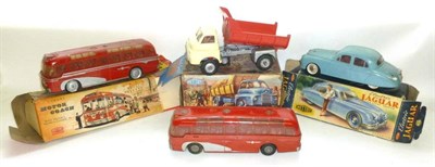 Lot 166 - Three Boxed Mettoy Vehicles - Electric Jaguar 2.4 Litre Saloon No.896. Electrically Operated...