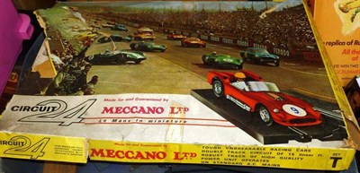 Lot 173 - A Boxed Meccano Circuit 24 Le Mans Slot Car Racing Set T, together with Mamod steam tractor,...