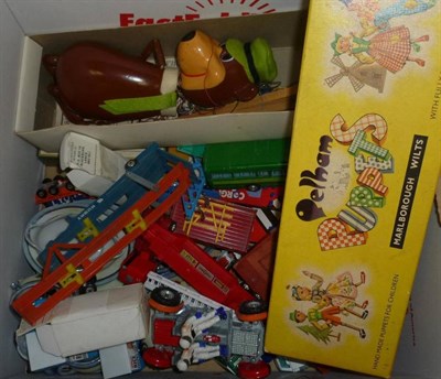 Lot 184 - Mixed Toys, including a boxed Yogi Bear Pelham Puppet, dolls tea set, diecast vehicles etc