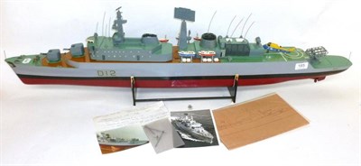 Lot 185 - A Scratch Built Electrically Powered Wooden Model of a Guided Missile Ship D12, similar to HMS...