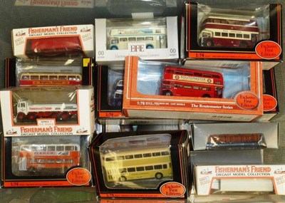 Lot 190 - A Collection of Thirty Three Boxed EFE Buses and Commercial Vehicles, in black, white and grey...