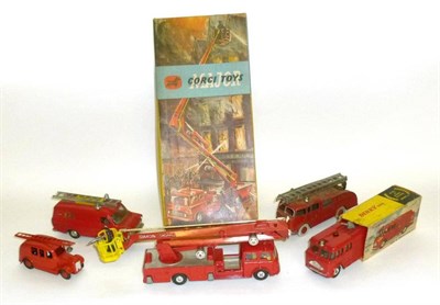 Lot 196 - Five Diecast Fire Fighting Vehicles, including a boxed Corgi Major Simon Snorkel Fire Engine...