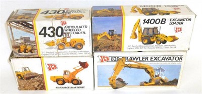 Lot 198 - Four Boxed Diecast JCB Vehicles - Excavator Loader 1400B, Articulated Wheeled Loader No.430,...