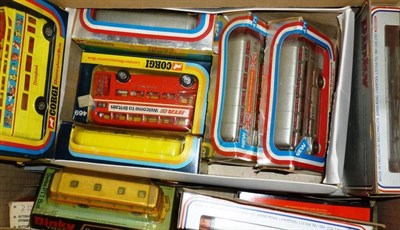 Lot 203 - A Collection of Twenty Boxed Dinky and Corgi Buses, including Dinky Single Deck Bus No.283,...