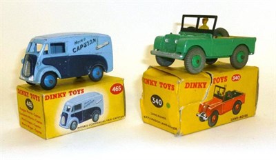 Lot 208 - Two Boxed Dinky Commercial Vehicles - Morris 'Capstan' Van No.465 and Land Rover No.340, with green