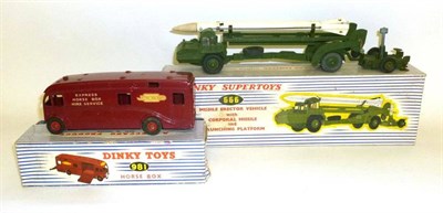 Lot 209 - Two Boxed Dinky Supertoys Vehicles - Missile Erector Vehicle No.666 and Express Horse Box No.981